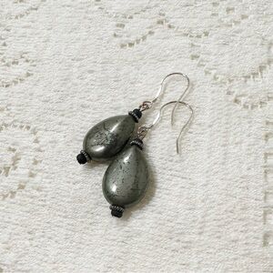 New Pyrite Fool’s Gold Drop Dangle Earringsgs w sterling silver ear hooks